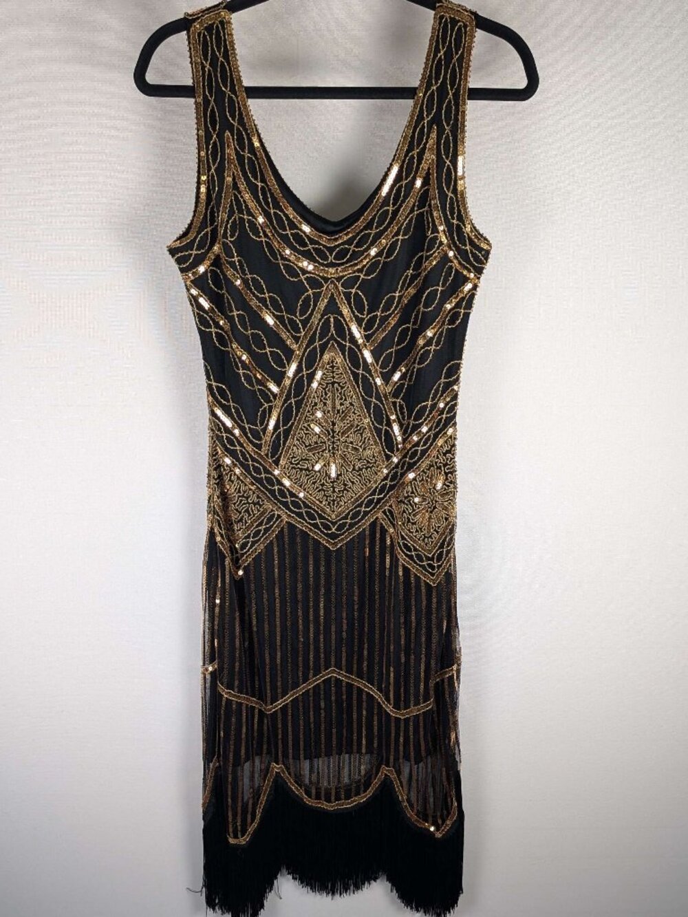 1920's Inspired Sequin & Fringe Flapper Dress Sz. XL (See Descrip.) Party